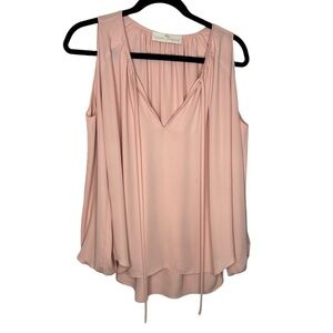 Amanda Uprichard Womens Blouse Top Cold Shoulder V Neck Light Pink Small